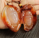 Classic Design Engraved Bodhisattva Shape Ice Agate Pendant Necklace with Adjustable Cord ( You can choose one from 2 pendants )