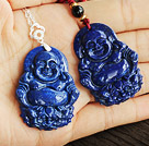Fashion Lapis Buddhu Pendant Necklace With Sterling Silver Accessories (You Can Choose From 2 Pendants)
