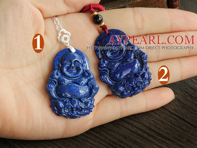 Fashion Lapis Buddhu Pendant Necklace With Sterling Silver Accessories (You Can Choose From 2 Pendants)
