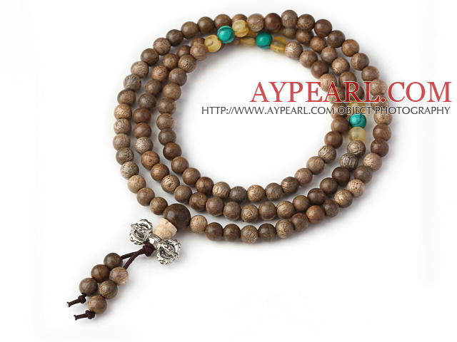 Mode Multi- Row naturel Silkwood 108 perles de chapelet de bracelet
