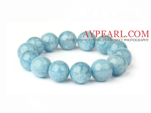 Mode Natural Round Aquamarine Beaded Stretch Bracelet ( olika storlekar kan vara tillgängliga )