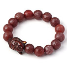 Trevlig Naturlig Xinjiang russin Original Red Agate radband armband med Buddhu Head