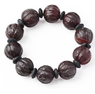 Fashion Pumpkin Shape Natural Original Red Agate Rosary Beads Bracelet