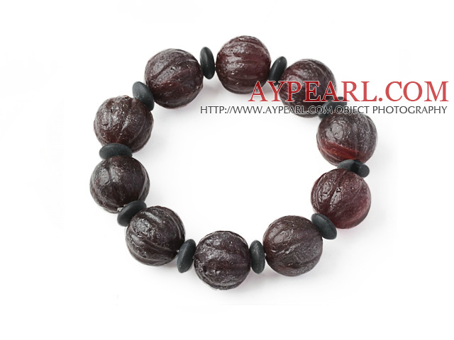 Fashion Pumpkin Shape Natural Original Red Agate Rosary Beads Bracelet