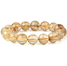 Mode Natural Round Gold Rutilated Quartz Beaded Stretch Bracelet ( olika storlekar kan vara tillgängliga )