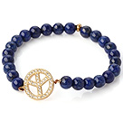 Lapis Fashion rondes en pierre perlée stretch bracelet de bracelet Avec Plaqué Et Inlayed Zircon d'anneaux circulaires
