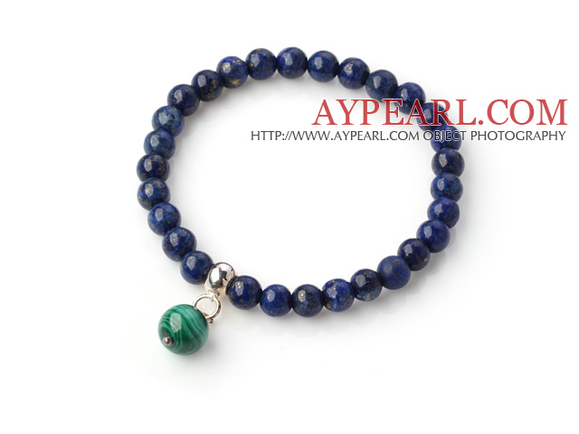 Mode-Rund Lapis Perlen Stretch Armband-Armband mit Malachit -Anhänger
