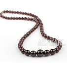 Natural Round Garnet Graduated Beaded Necklace