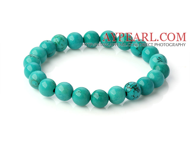 Vert 8mm ronde turquoise perlée stretch bracelet de bracelet populaire