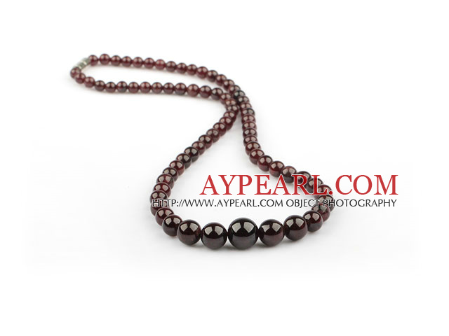 Natural Round Garnet Graduated Beaded Necklace