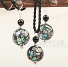 Classic Design Mosaic Abalone Shell Set ( Pendant and Matched Earrings )