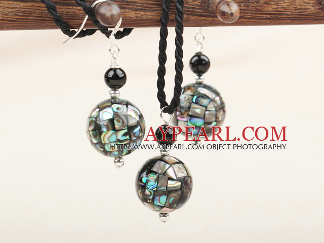 Clasic mozaic Abalone Shell design Set (pandantiv si cercei potrivire)