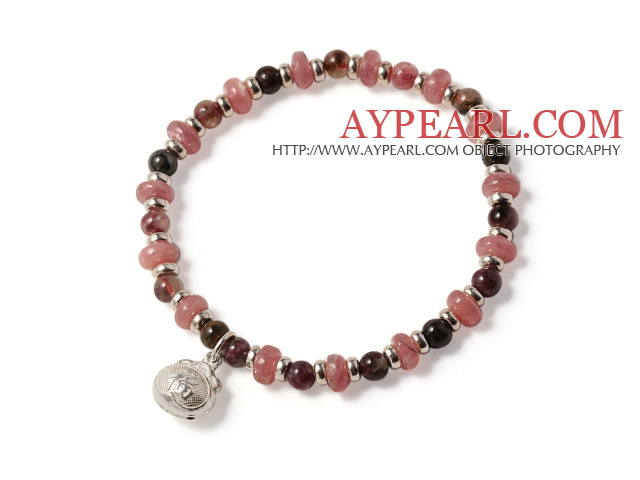 Trendy style simple Rhodochrosite Et Bracelet Tourmaline Avec Sac chanceux