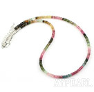 3 * 4mm Natural Multi Color Tourmaline Chip Halskjede med Sterling sølvspenne