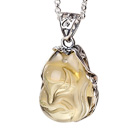 Fashion Simple Design Citrine Fox Pendant Necklace With 925 Sterling Silver Chain