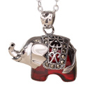 Conception mignonne argent 925 sterling Zircon rouge Collier avec pendentif éléphant