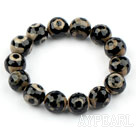 14mm Eye Shape Tianzhu Agate Beaded Elastic Bangle Bracelet