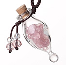 Lovely Fashion Natural Crystal Perfume Bottle Pendant With Brown Thread(Random Color)