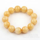 14mm Round Natural Yellow Jade Elastic Bangle Bracelet