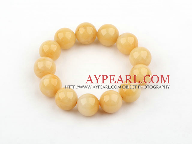 14mm ronde jaune naturel bracelet de jade bracelet élastique