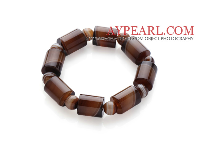 Vintage stil enkelt Strand Brasil Banded Agate armbånd