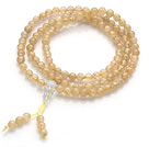 Elagant Trendy Multi Strands Natural Gold Rutilated Quartz 108 Beads Rosary/Prayer Bracelet