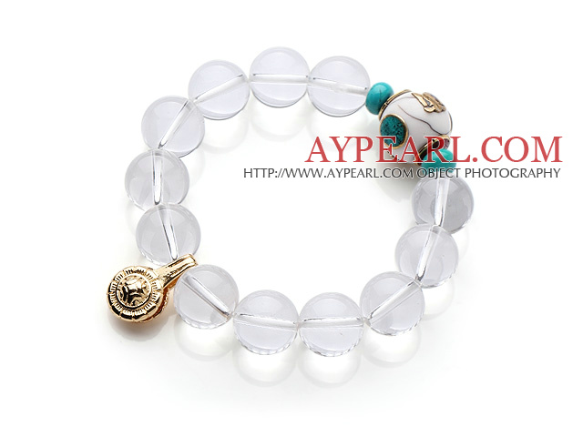 Καλοκαίρι Γύρος Fashion Clear Crystal χάντρες ελαστικό βραχιόλι με Επίχρυσο φυλακτό Αξεσουάρ