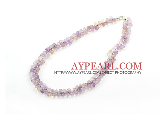 Natural Faceted Drop Shape Ametrine Necklace with Sterling Silver Clasp