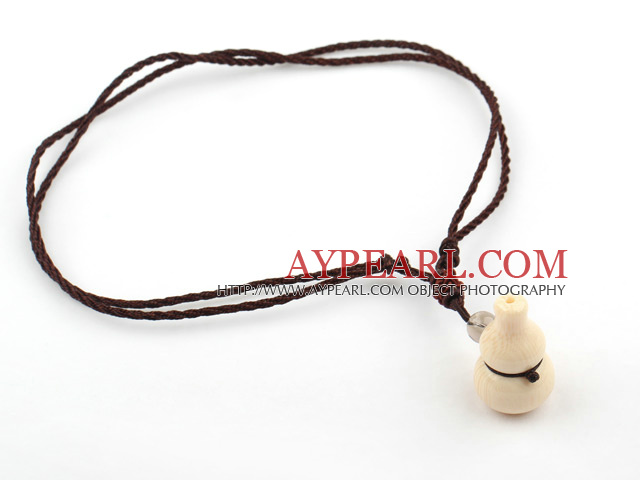 Natural Corozo Nut Cucurbit Shape Pendant Necklace