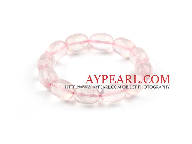 Pink Stil oval form Natural Fasettert Rose Quartz Elastic Bangle Bracelet