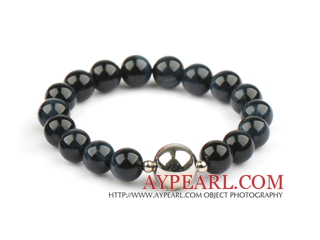 10mm Round Blue Tiger Eye Stretch rannerengas rannerengas kanssa CCB akryyli pinnoitus Beads