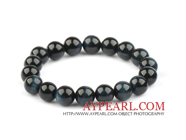 10mm Blue Tiger Eye Stretch Armreif