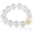 14mm Naturlig klar kristall och Mosaik Vit Shell Stretch Bangle Armband