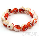 14mm Natural Nautilus Beaded Elastic Bangle Bracelet