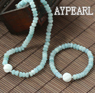 Natural Aquamarine facettes et Shell mer Blanche Set avec 925 accessoires en argent sterling