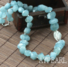 Natural Incidence Angle Aquamarine Necklace with Thailand Silver Leaf Accessory