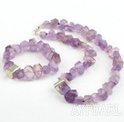 Purple Jade facettes Set avec 925 accessoires en argent sterling (Collier et bracelet assortis)