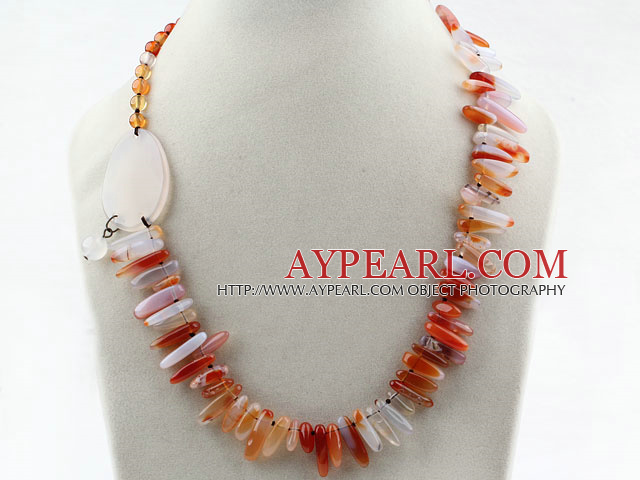 Assorted Natural Color Round Aagate and Branch Shape Agate Necklace