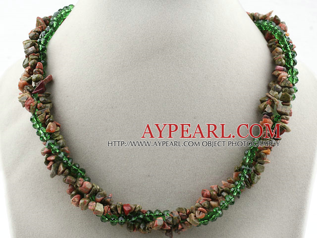 Multi brins verts Piebald Stone et vert Collier Cristal