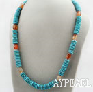 Disc Shape Turquoise and Agate Necklace with Metal Accessories and S Shape Clasp