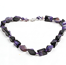 Classic Design Purple Black Solid Cutting Krystallisert Agate Necklace