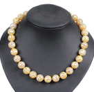 Charming Style Pretty 16mm Round Yellow Stitching Shell Beads Choker Necklace With Moonlight Clasp