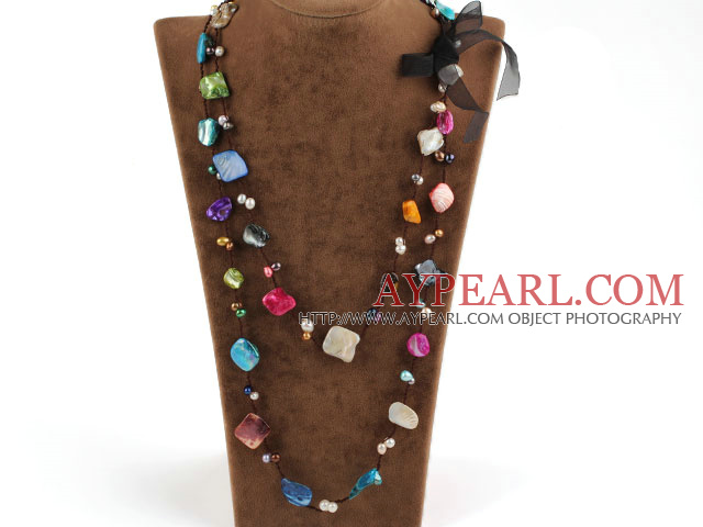 Assorted Multi Color Pearl Shell Long Style Necklace