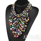 Multi Layer Assorted Multi Color Shell Beads Party Necklace