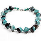 Classic Design Green Black Solid Cutting Crystallized Agate Necklace
