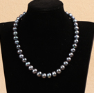 Bästa Mor gåva Graceful 10-11mm Naturliga djup grå pärla part Halsband