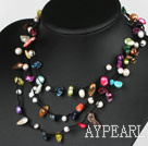 Longue Style de multiples couleurs assorties dents Forme collier de perles