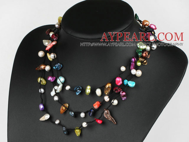 Lang stil multi farge Assorted tenner Shape Pearl Necklace