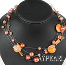 Multi Strands Assorted Orange Color Shell halskjede