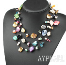 Long Style Multi Color Shell Necklace with Black Thread